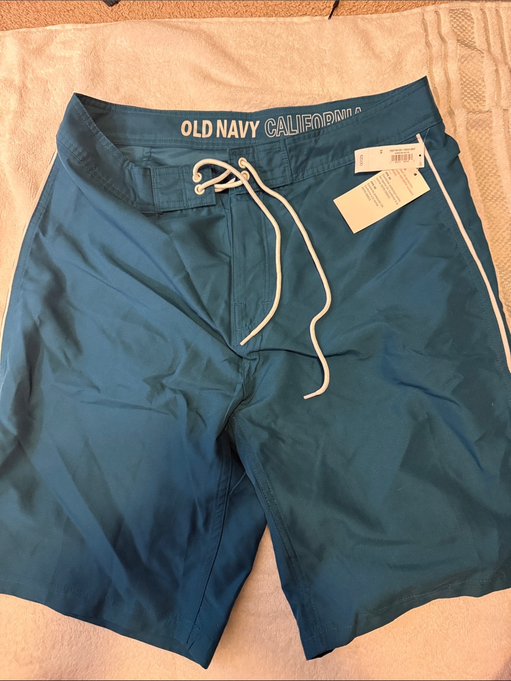 Old Navy Blue Men's Swim Board Shorts with White Drawstring